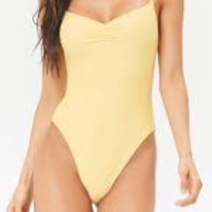 Forever 21 yellow one piece bathing suite